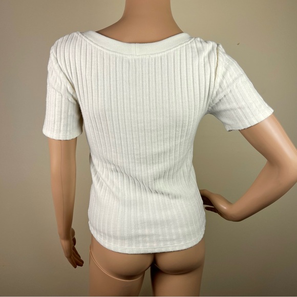 ZARA IVORY SHORT SLEEVE KNIT TOP - Picture 5 of 5